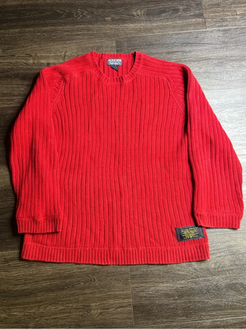 VTG Polo Jeans Co Standard Issue Men's L Red Ribbed Sweater Ralph Lauder MFG